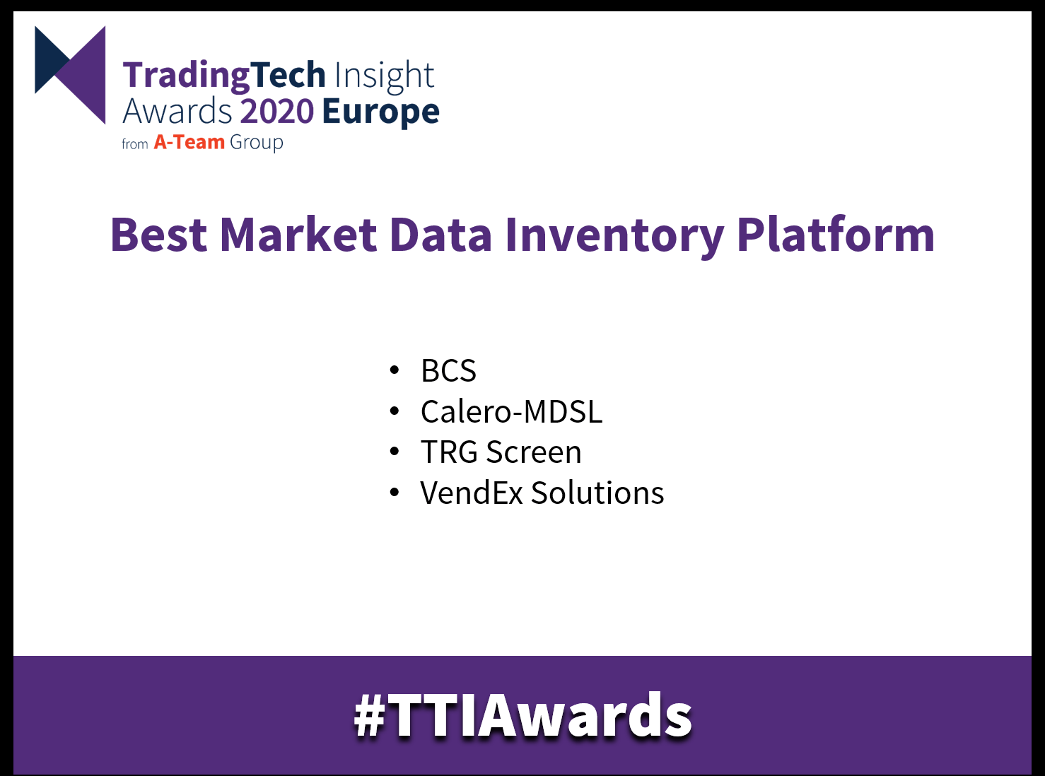 radingTech Insight Awards 2020 Europe Best Market Data Inventory Platform